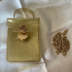 Gold Structured Crossbody Bag with Metallic Closure